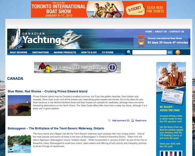 Canadian Yachting’s New Website Features Great Canadian Destinations © Elizabeth A Kerr